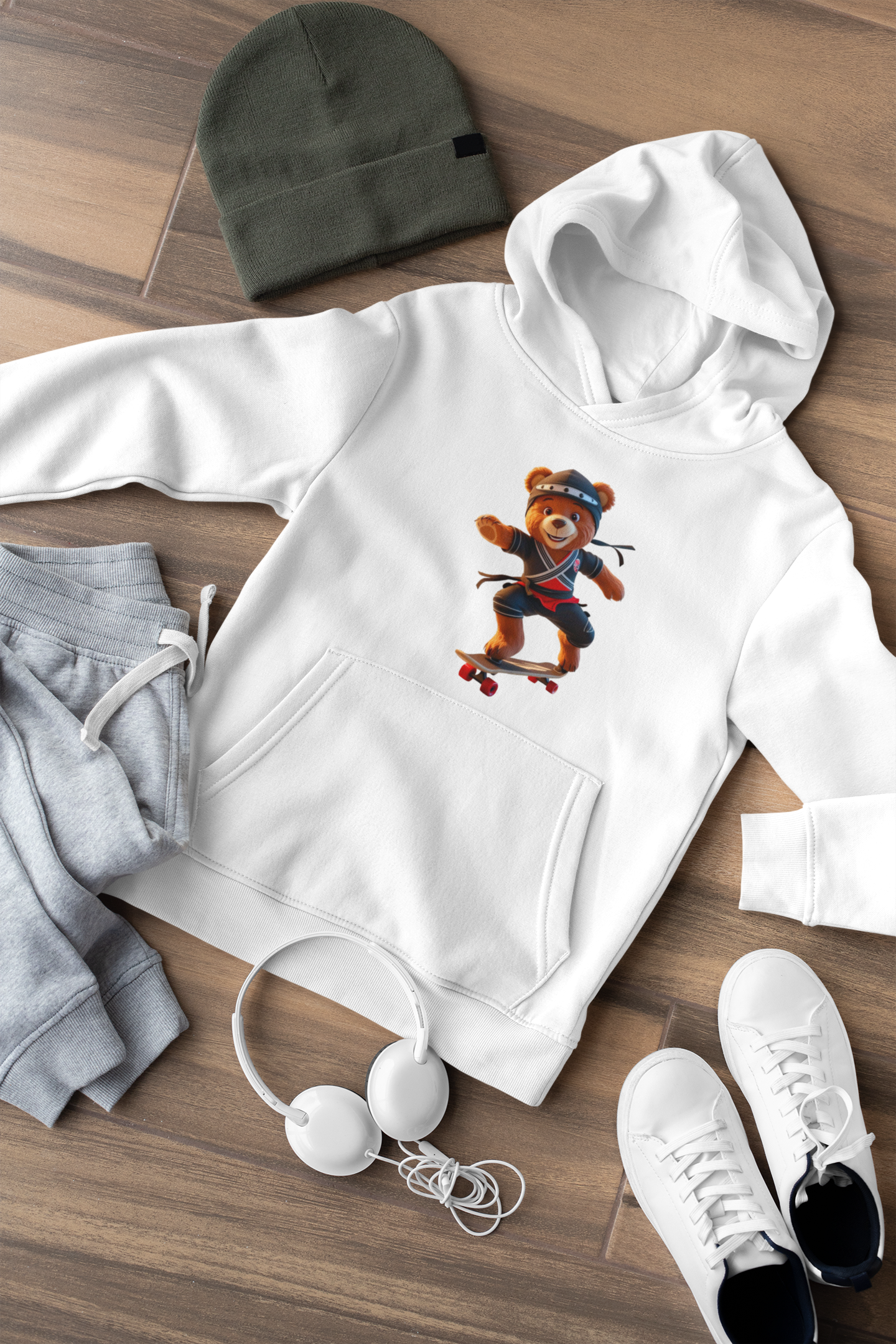 Teddy Racer Kinder Hoodie Pullover Bio Baumwolle Hochwertig Langlebig- Teddy Racer Little Ninja Skater Hero - Mini Cruiser Hoodie 2 ST/ST SH