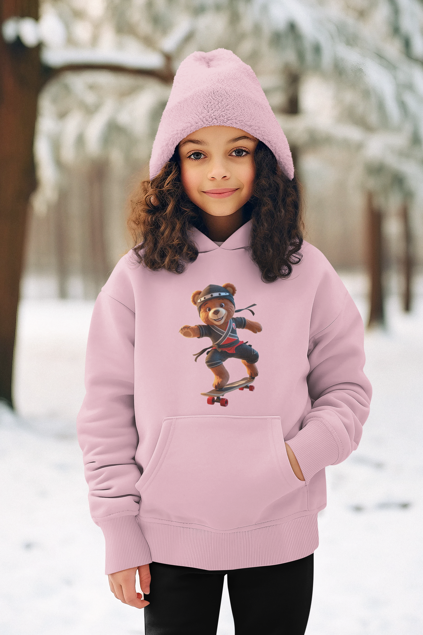 Teddy Racer Kinder Hoodie Pullover Bio Baumwolle Hochwertig Langlebig- Teddy Racer Little Ninja Skater Hero - Mini Cruiser Hoodie 2 ST/ST SH