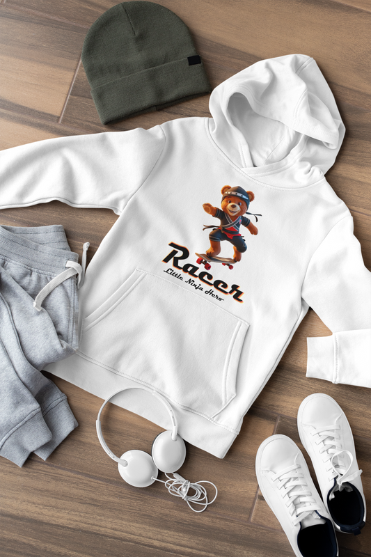 Teddy Racer Mittelschwerer Fleece-Hoodie für Jugendliche - Teddy Racer Little Ninja Skater Hero - Weltweit verfügbar - GL