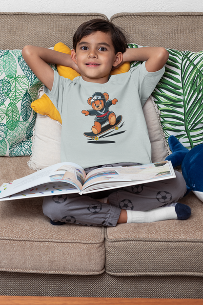 Teddy Waldi Kinder T-Shirt Kurzarm-Shirt Bio Baumwolle Hochwertig - Teddy Waldi Little Ninja Skater Hero - Mini Creator 2 T-Shirt ST/ST SH