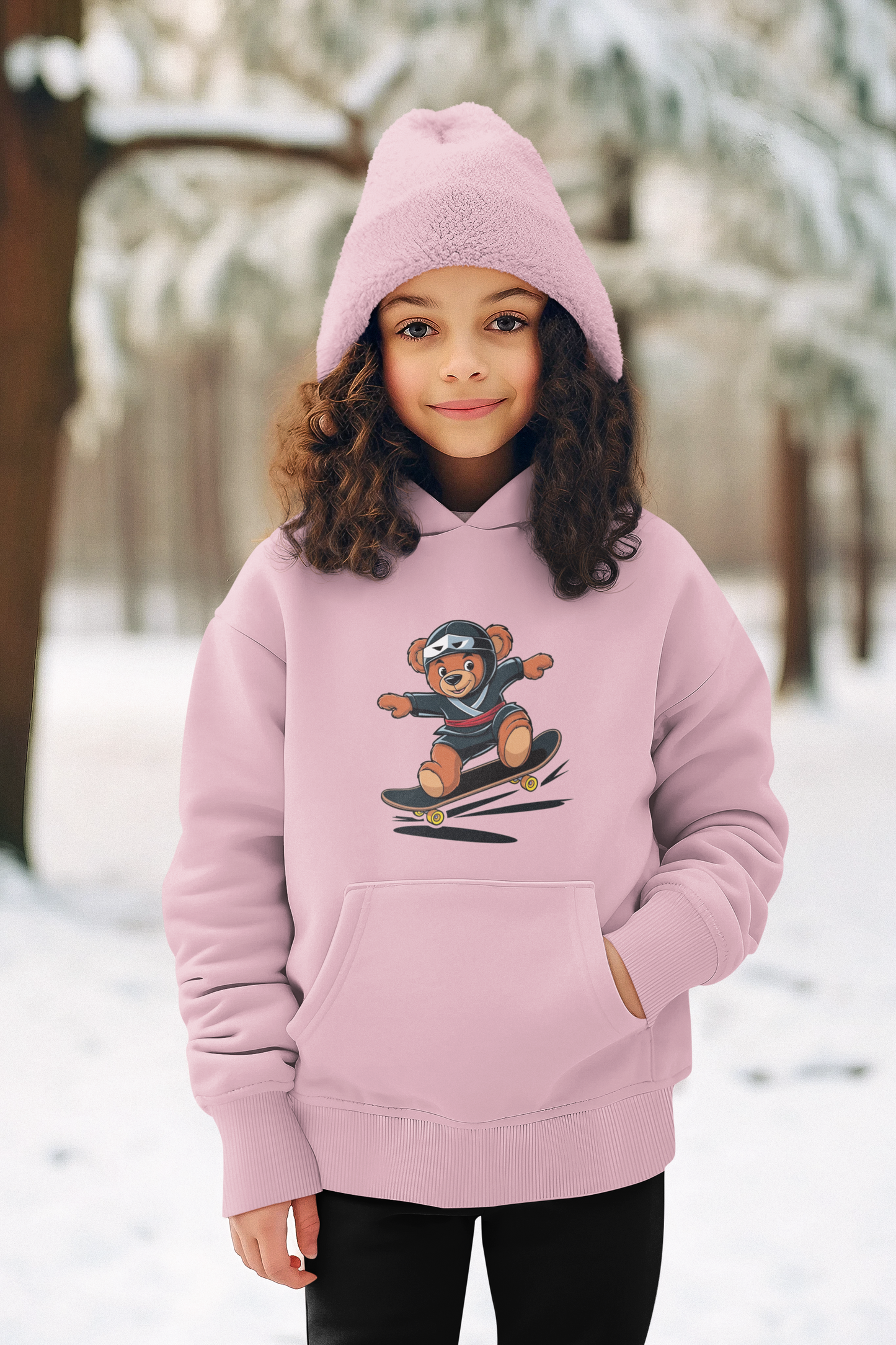 Teddy Waldi Kinder Hoodie Pullover Bio Baumwolle Hochwertig Langlebig- Teddy Waldi Little Ninja Skater Hero - Mini Cruiser 2 Hoodie ST/ST SH