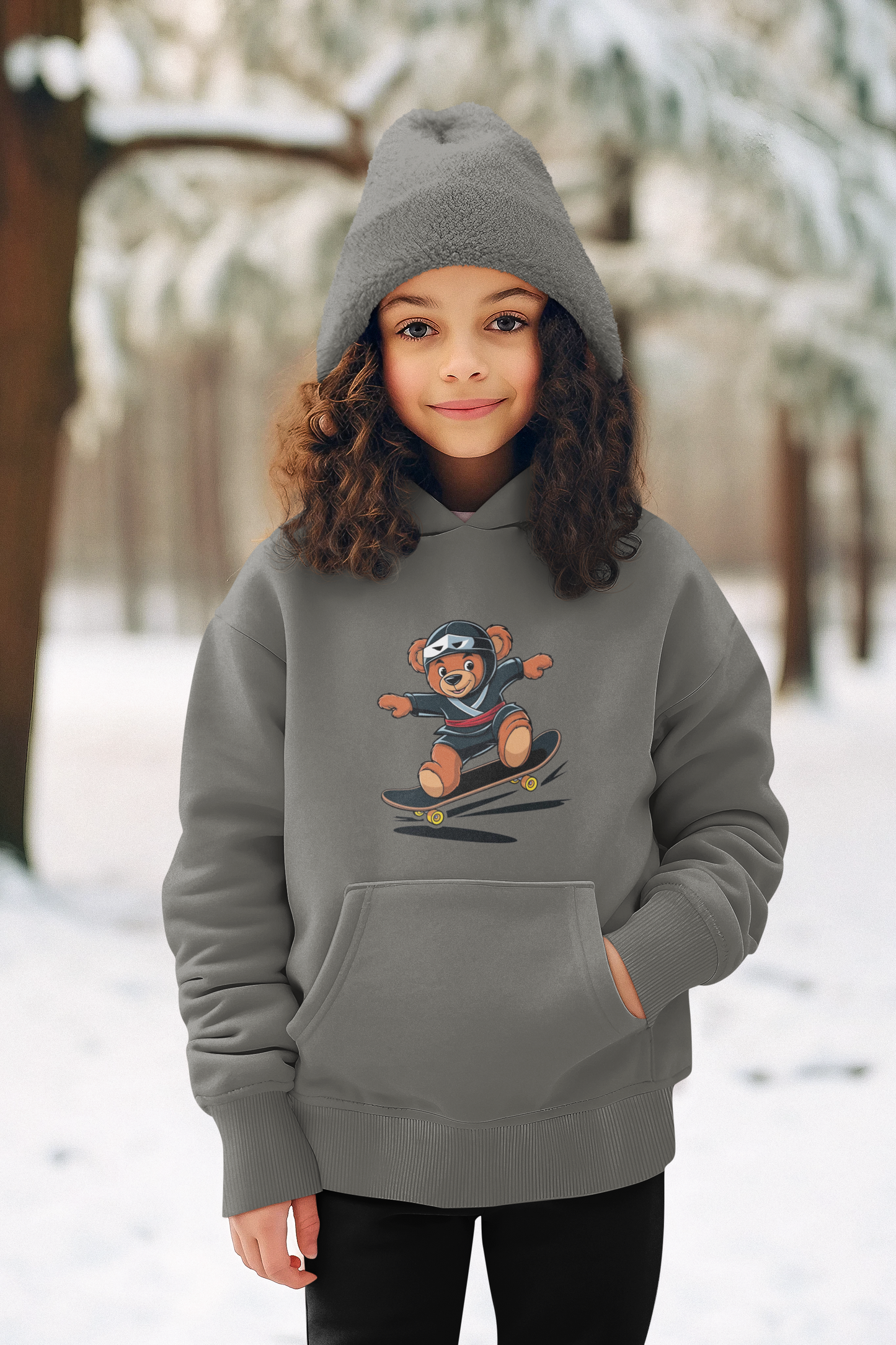 Teddy Waldi Kinder Hoodie Pullover Bio Baumwolle Hochwertig Langlebig- Teddy Waldi Little Ninja Skater Hero - Mini Cruiser 2 Hoodie ST/ST SH