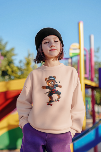 Ninja Teddy Racer Skater - Unisex Kinder Mini Changer Sweatshirt SH