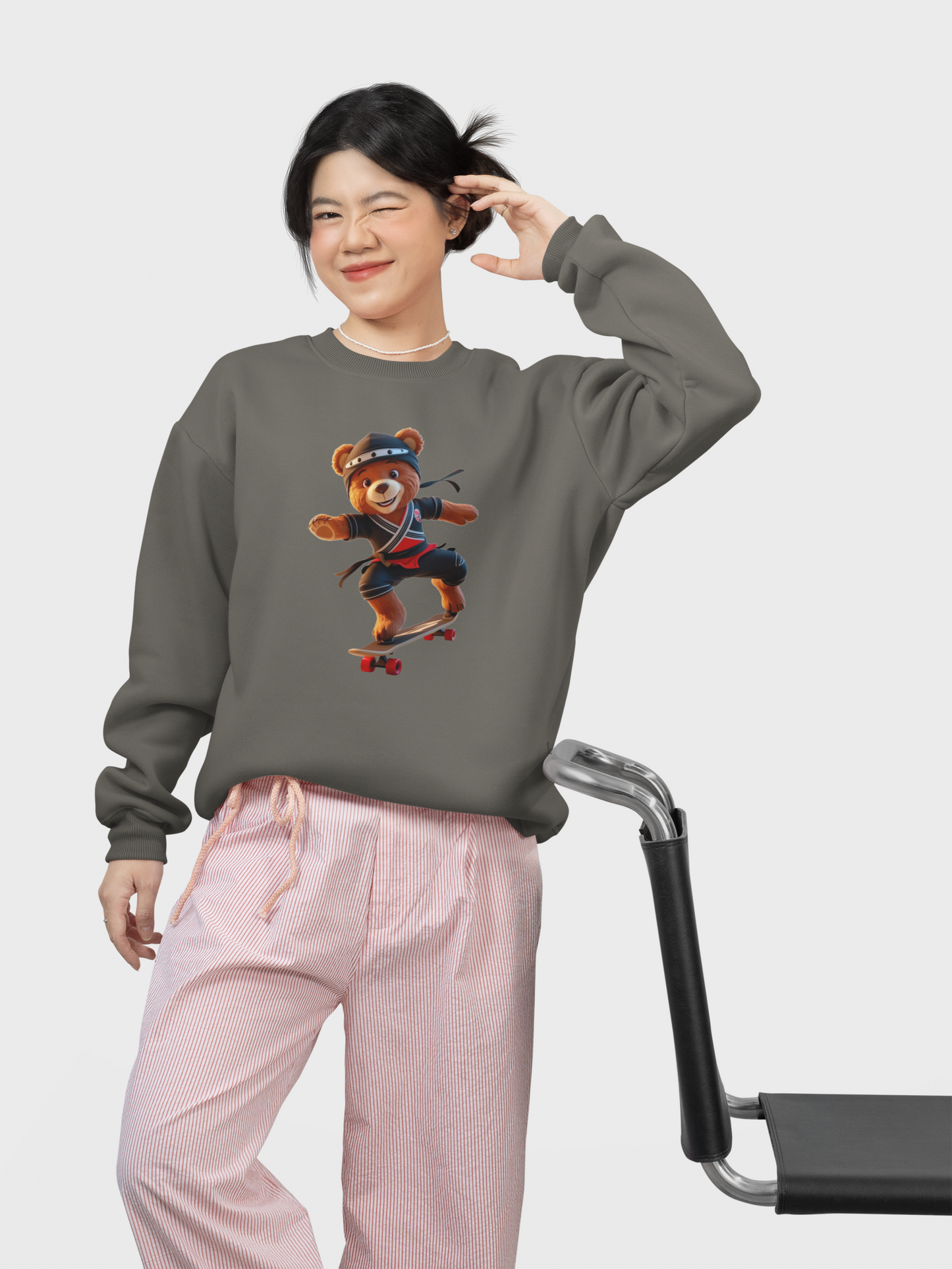 Ninja Teddy Racer Skater - Unisex Kinder Mini Changer Sweatshirt SH