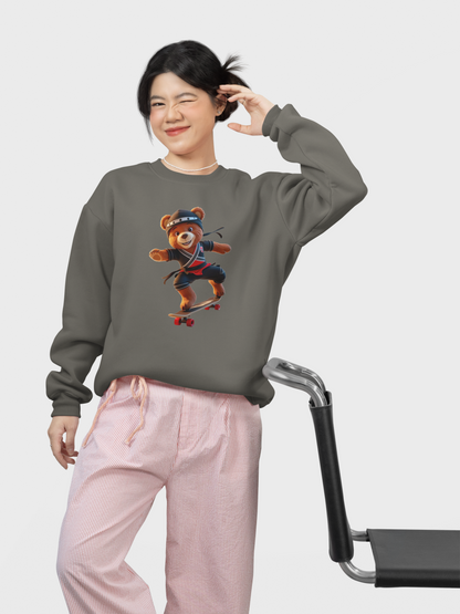 Ninja Teddy Racer Skater - Unisex Kinder Mini Changer Sweatshirt SH