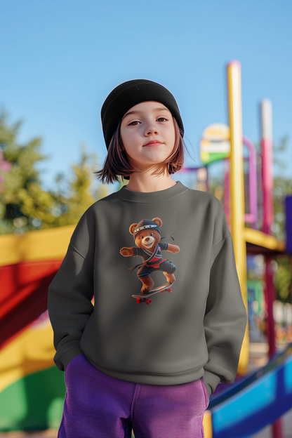 Ninja Teddy Racer Skater - Unisex Kinder Mini Changer Sweatshirt SH
