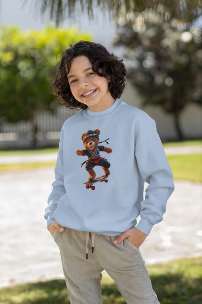 Ninja Teddy Racer Skater - Unisex Kinder Mini Changer Sweatshirt SH