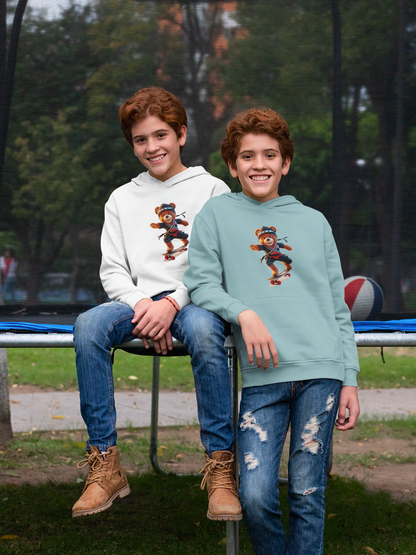 Ninja Teddy Racer Skater - Unisex Kinder Mini Cruiser Hoodie SH