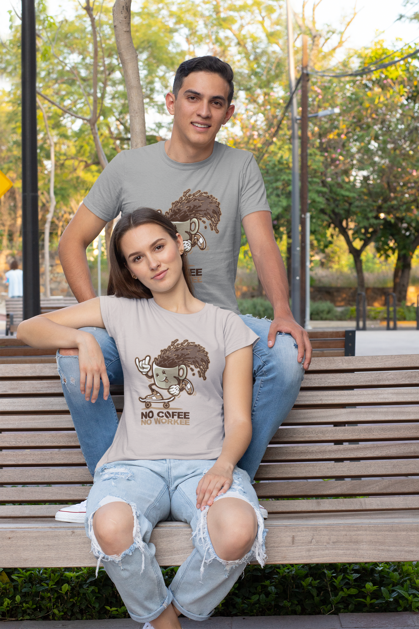 No Cofee No workee Front  - Unisex Erwachsenen Bio Baumwolle Kurzarm Shirt Creator T-Shirt 2.0 ST/ST SH