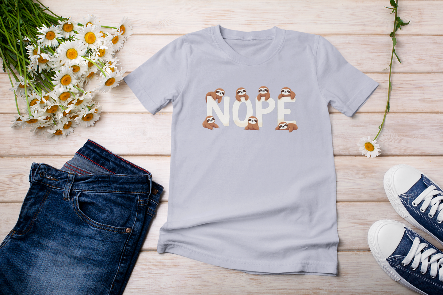 Kinder T-Shirt Kurzarm-Shirt Bio Baumwolle Hochwertig Langlebig - Nope Faultier - Mini Creator T-Shirt 2.0 ST/ST SH