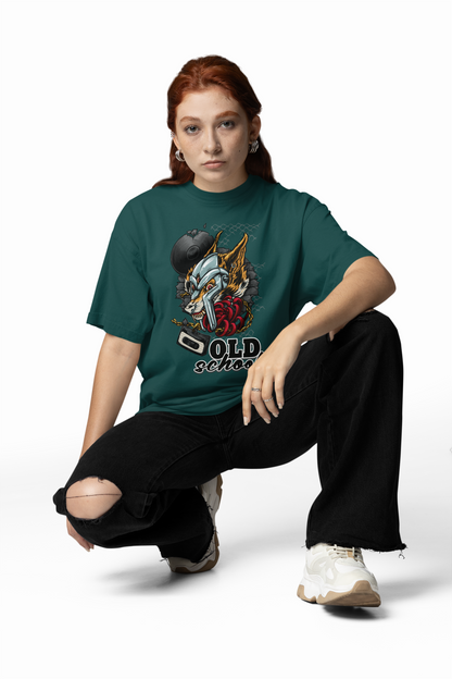 OLD SCHOLL WOLF Streetwear Frontprint - Freestyler Bio Oversized Unisex T-Shirt Erwachsenen SH