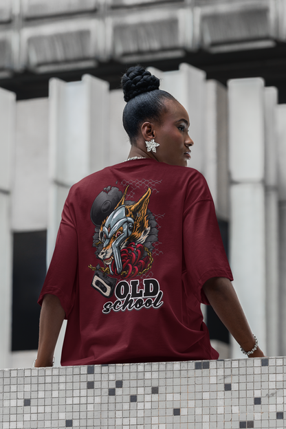 OLD SCHOOL WOLF Streetwear Backprint - Freestyler Bio Oversized Unisex T-Shirt Erwachsenen SH