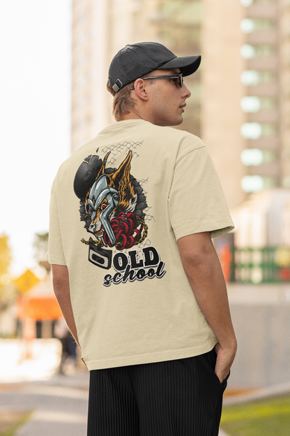 OLD SCHOOL WOLF Streetwear Backprint - Freestyler Bio Oversized Unisex T-Shirt Erwachsenen SH