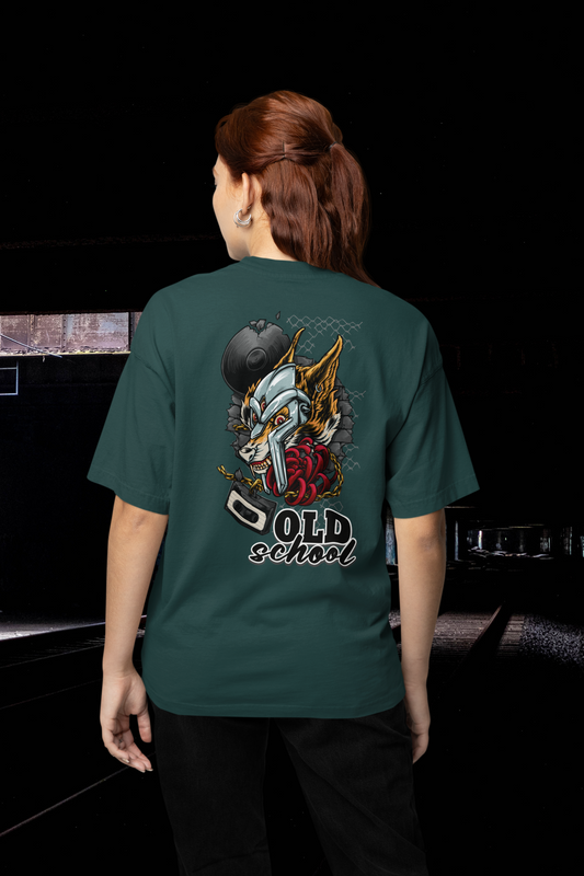 OLD SCHOOL WOLF Streetwear Backprint - Freestyler Bio Oversized Unisex T-Shirt Erwachsenen SH