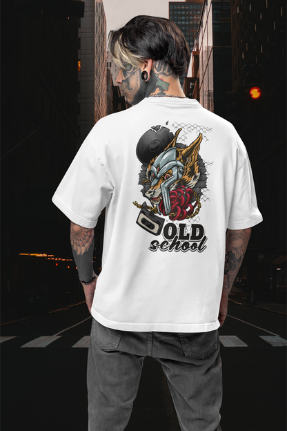 OLD SCHOOL WOLF Streetwear Backprint - Freestyler Bio Oversized Unisex T-Shirt Erwachsenen SH