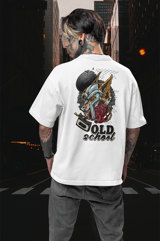 OLD SCHOOL WOLF Streetwear Backprint - Freestyler Bio Oversized Unisex T-Shirt Erwachsenen SH