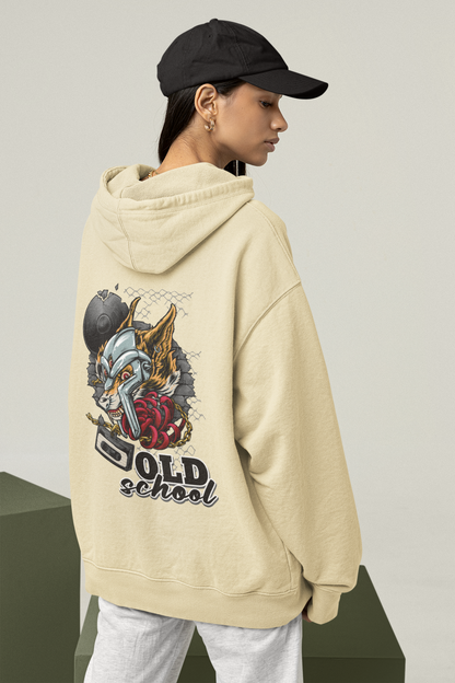 Sudadera unisex extragrande orgánica Slammer con estampado de lobo de la vieja escuela para adultos SH - Sudadera unisex extragrande orgánica 2.0