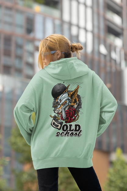 Sudadera unisex extragrande orgánica Slammer con estampado de lobo de la vieja escuela para adultos SH - Sudadera unisex extragrande orgánica 2.0