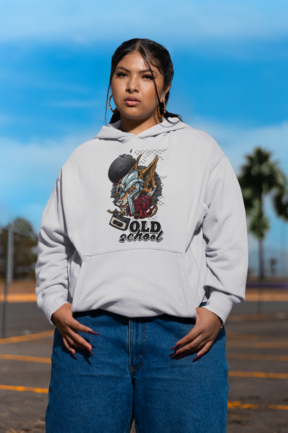 Sudadera unisex extragrande orgánica Slammer con estampado frontal de ropa urbana OLD SCHOOL WOLF para adultos SH - Sudadera unisex extragrande orgánica 2.0