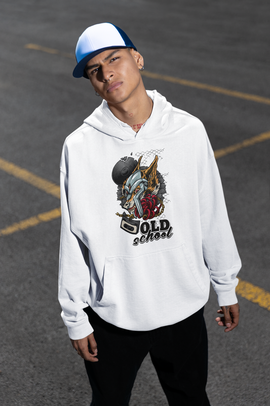 OLD SCHOOL WOLF Streetwear Frontprint - Slammer Bio Oversized Unisex Hoodie Erwachsenen SH