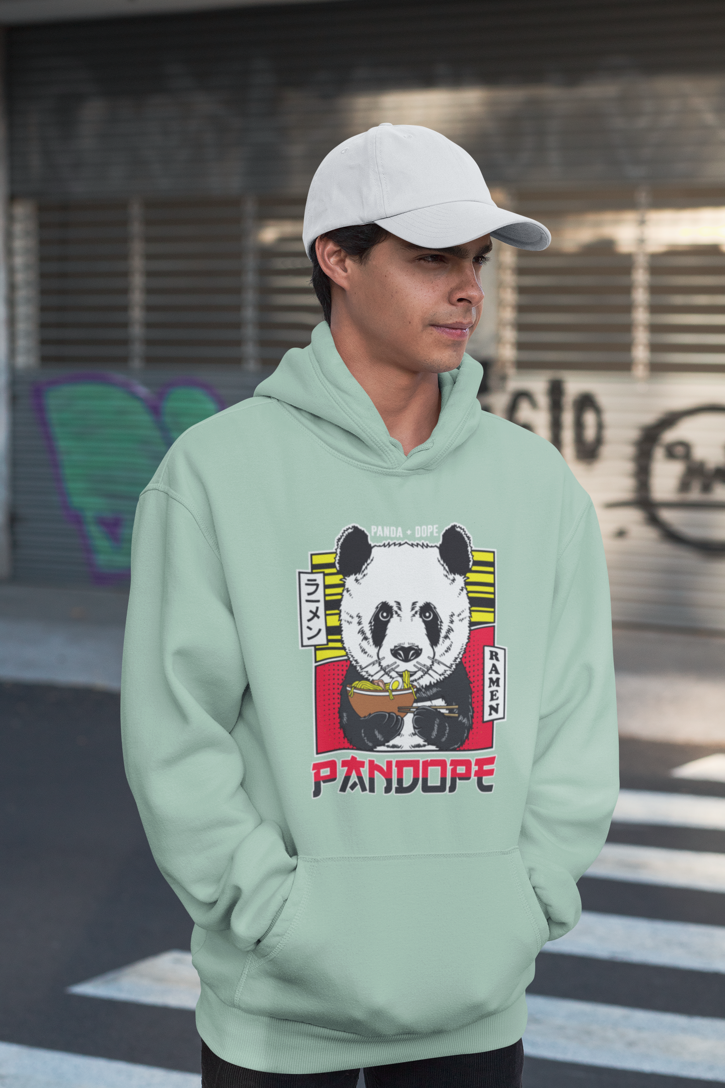 Sudadera unisex extragrande orgánica con estampado frontal PANDOPE Streetwear - Slammer para adultos SH - Sudadera unisex extragrande orgánica 2.0