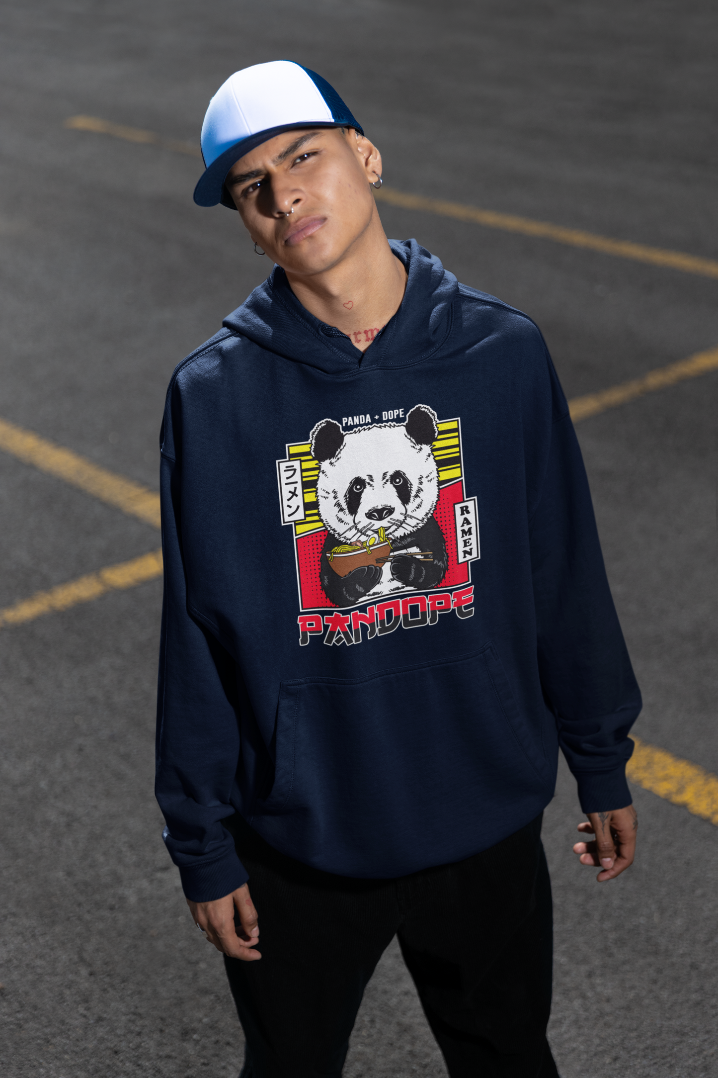 Sudadera unisex extragrande orgánica con estampado frontal PANDOPE Streetwear - Slammer para adultos SH - Sudadera unisex extragrande orgánica 2.0