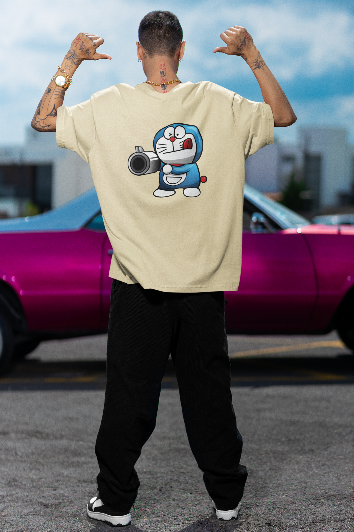 PISTOLERO Streetwear Backprint - Freestyler Bio Oversized Unisex T-Shirt Erwachsenen SH