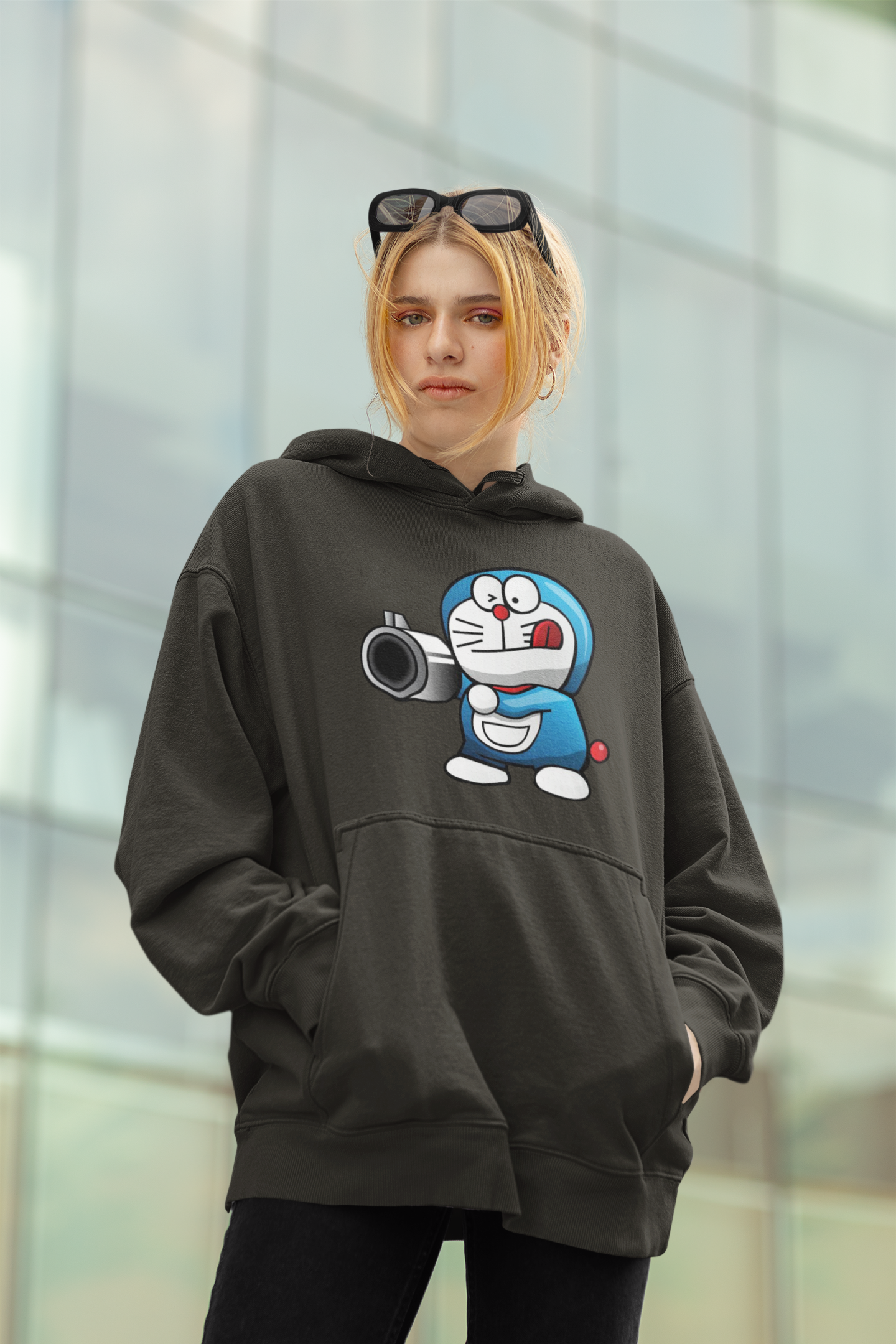 PISTOLERO streetwear estampado frontal - Sudadera con capucha unisex extragrande orgánica Slammer para adultos SH - Sudadera con capucha extragrande orgánica unisex 2.0