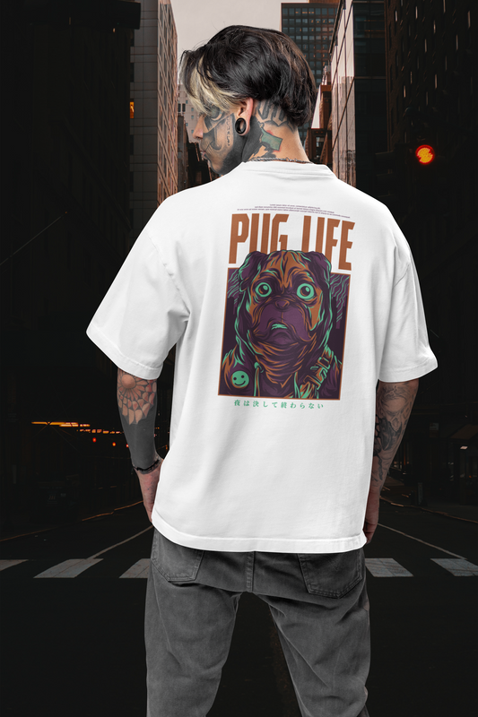 PUG LIFE Warrior Streetwear Backprint - Freestyler Bio Oversized Unisex T-Shirt Erwachsene SH