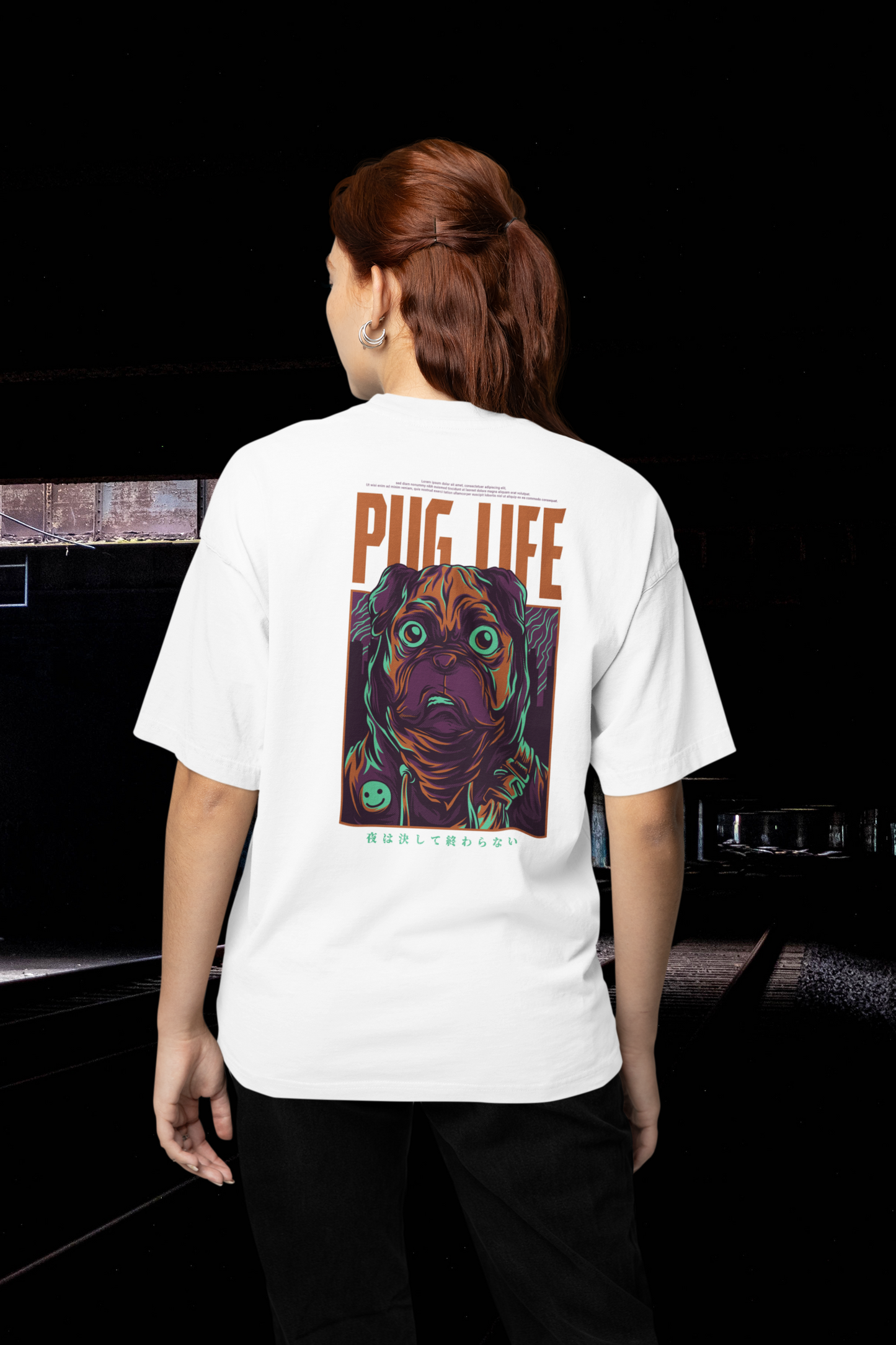 PUG LIFE Warrior Streetwear Backprint - Freestyler Bio Oversized Unisex T-Shirt Erwachsene SH