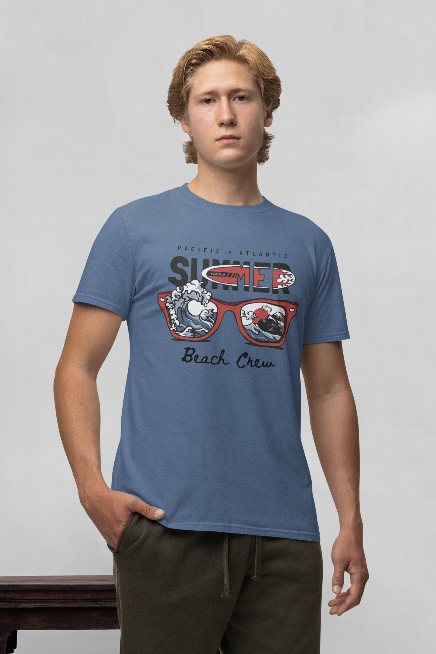 Pacific x Atlantic Summer Beach Crew Front - Unisex Erwachsenen Bio Baumwolle Kurzarm Shirt Creator T-Shirt 2.0 ST/St SK