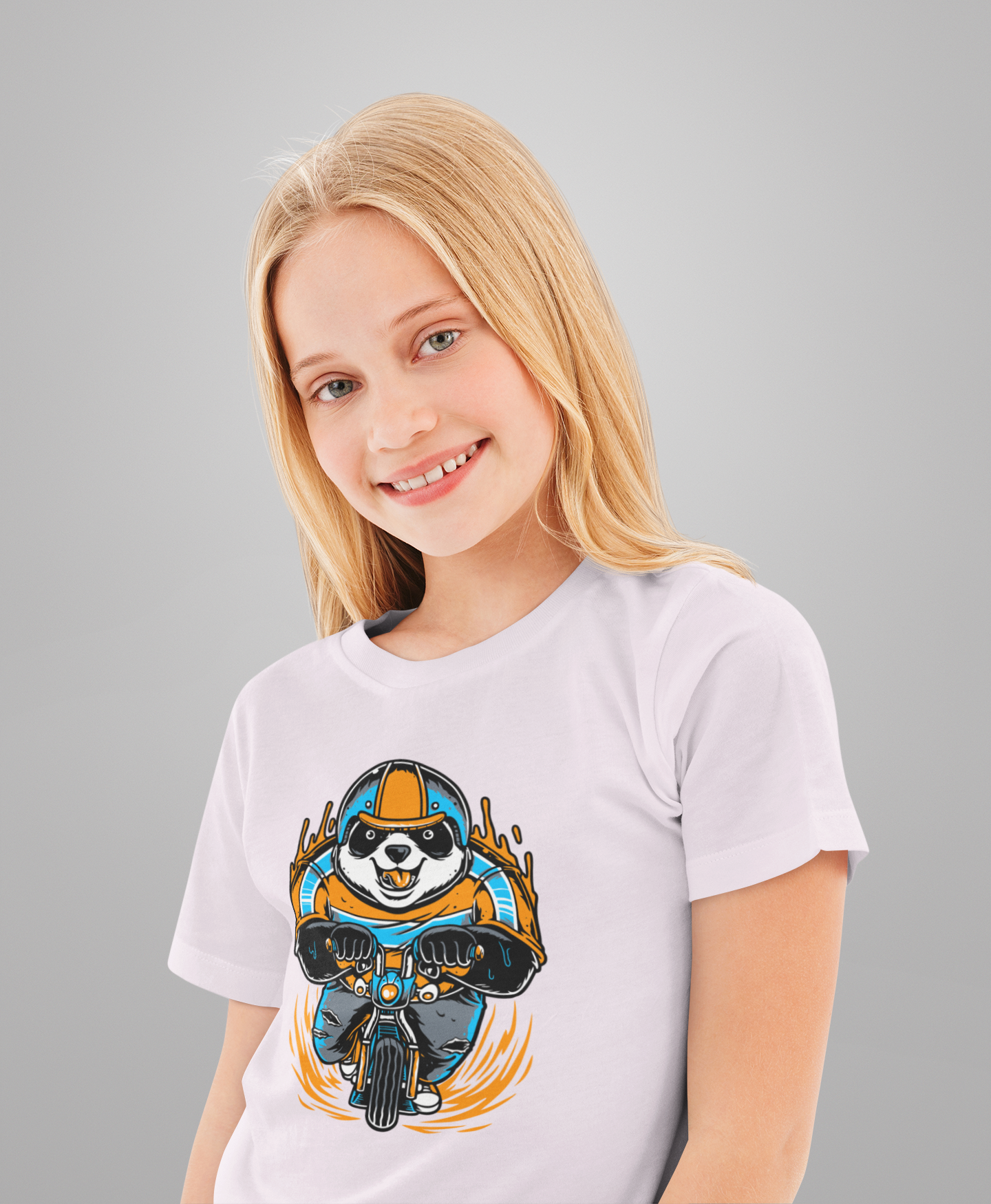 Cartoon Panda Biker T-Shirt Kids SK