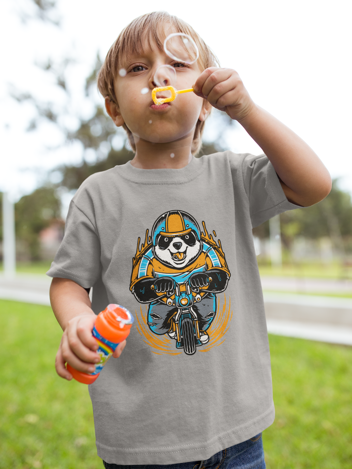 Cartoon Panda Biker T-Shirt Kids SK