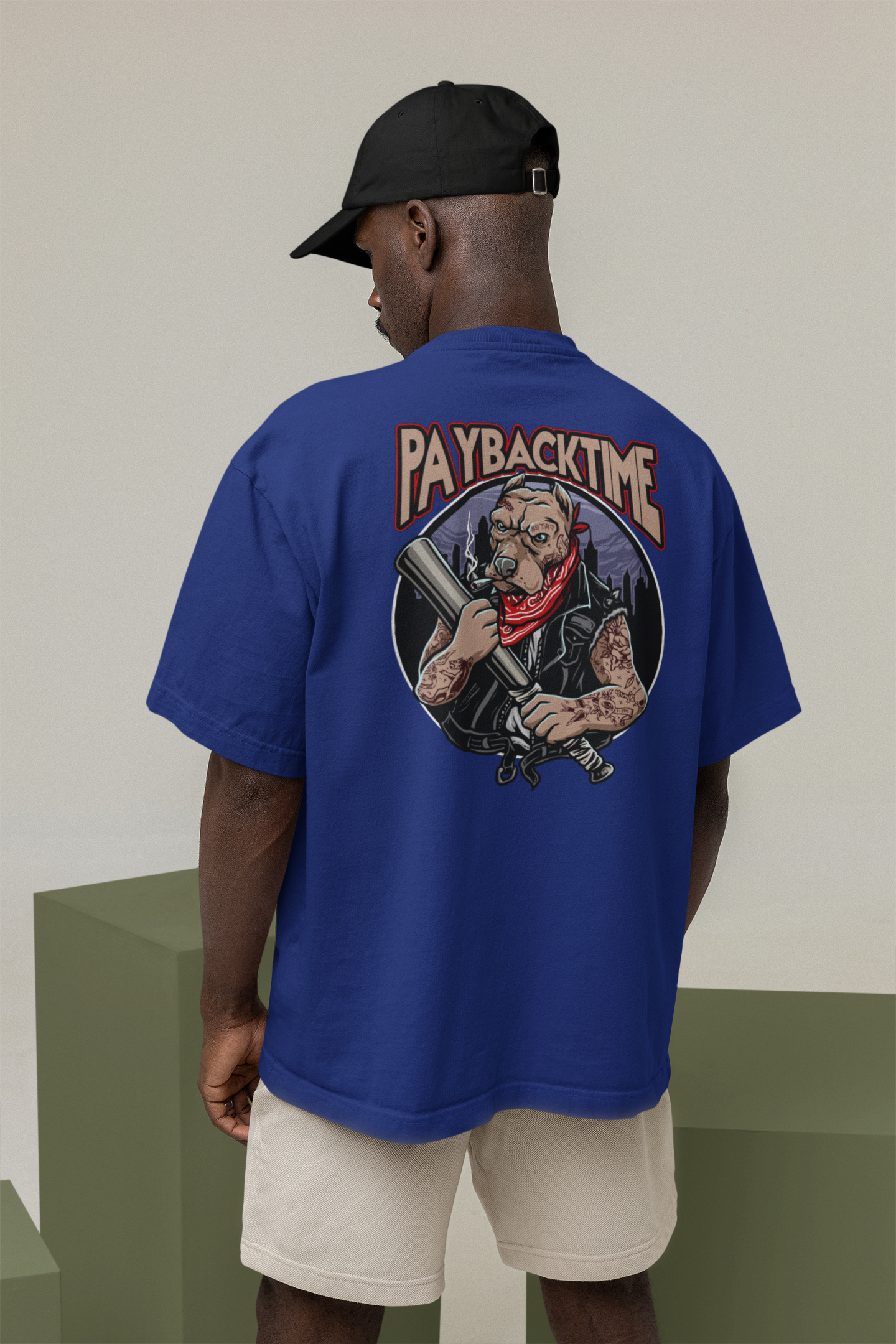 PayBackTime ROCKER DOG Streetwear Backprint - Freestyler Bio Oversized Unisex T-Shirt Erwachsenen SH