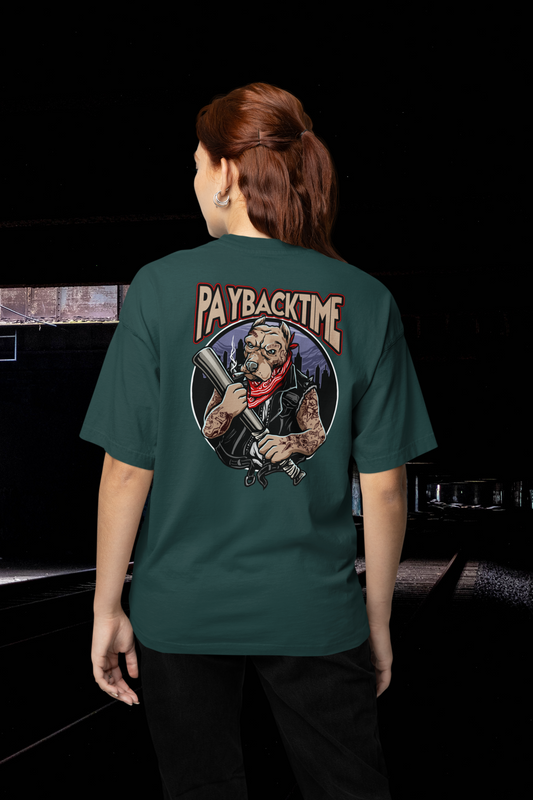 PayBackTime ROCKER DOG Streetwear Backprint - Freestyler Bio Oversized Unisex T-Shirt Erwachsenen SH