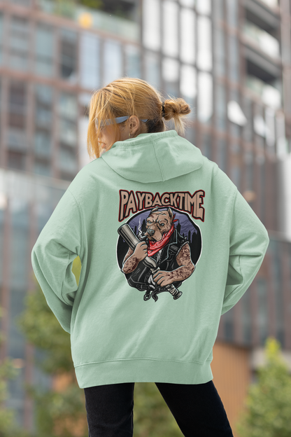 PayBackTime ROCKER DOG Streetwear Estampado en la espalda - Sudadera con capucha unisex extragrande orgánica Slammer para adultos SH - Sudadera con capucha unisex extragrande orgánica 2.0