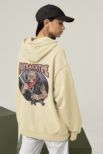 PayBackTime ROCKER DOG Streetwear Estampado en la espalda - Sudadera con capucha unisex extragrande orgánica Slammer para adultos SH - Sudadera con capucha unisex extragrande orgánica 2.0