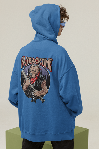 PayBackTime ROCKER DOG Streetwear Estampado en la espalda - Sudadera con capucha unisex extragrande orgánica Slammer para adultos SH - Sudadera con capucha unisex extragrande orgánica 2.0