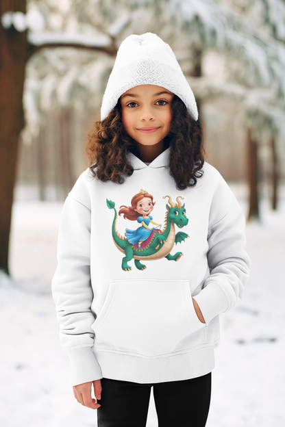 Prinzessin reitet auf Drache - Hochwertiger Mittelschwerer Fleece-Hoodie für Jugendliche - Weltweit Verfügbar - GL