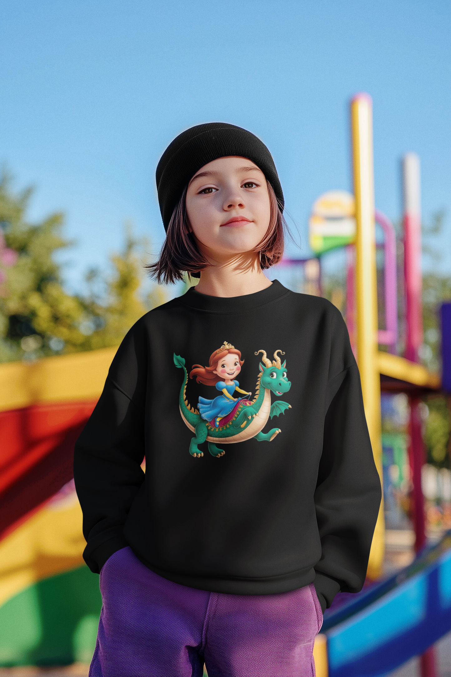 Prinzessin reitet auf langen Drachen - Unisex Kinder Mini Changer Sweatshirt SH