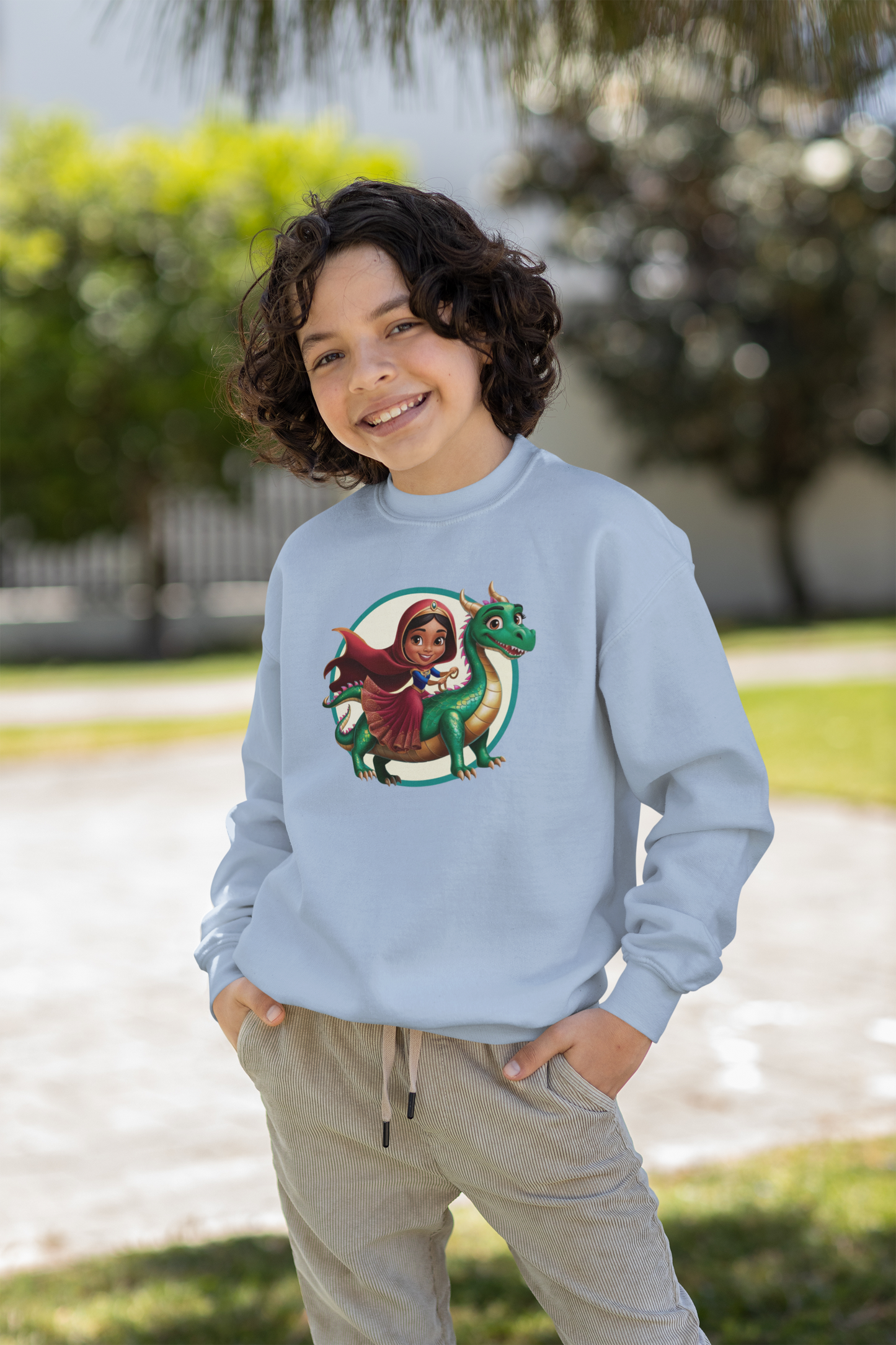 Prinzessin reitet auf langen Drachen - Unisex Kinder Mini Changer Sweatshirt SH