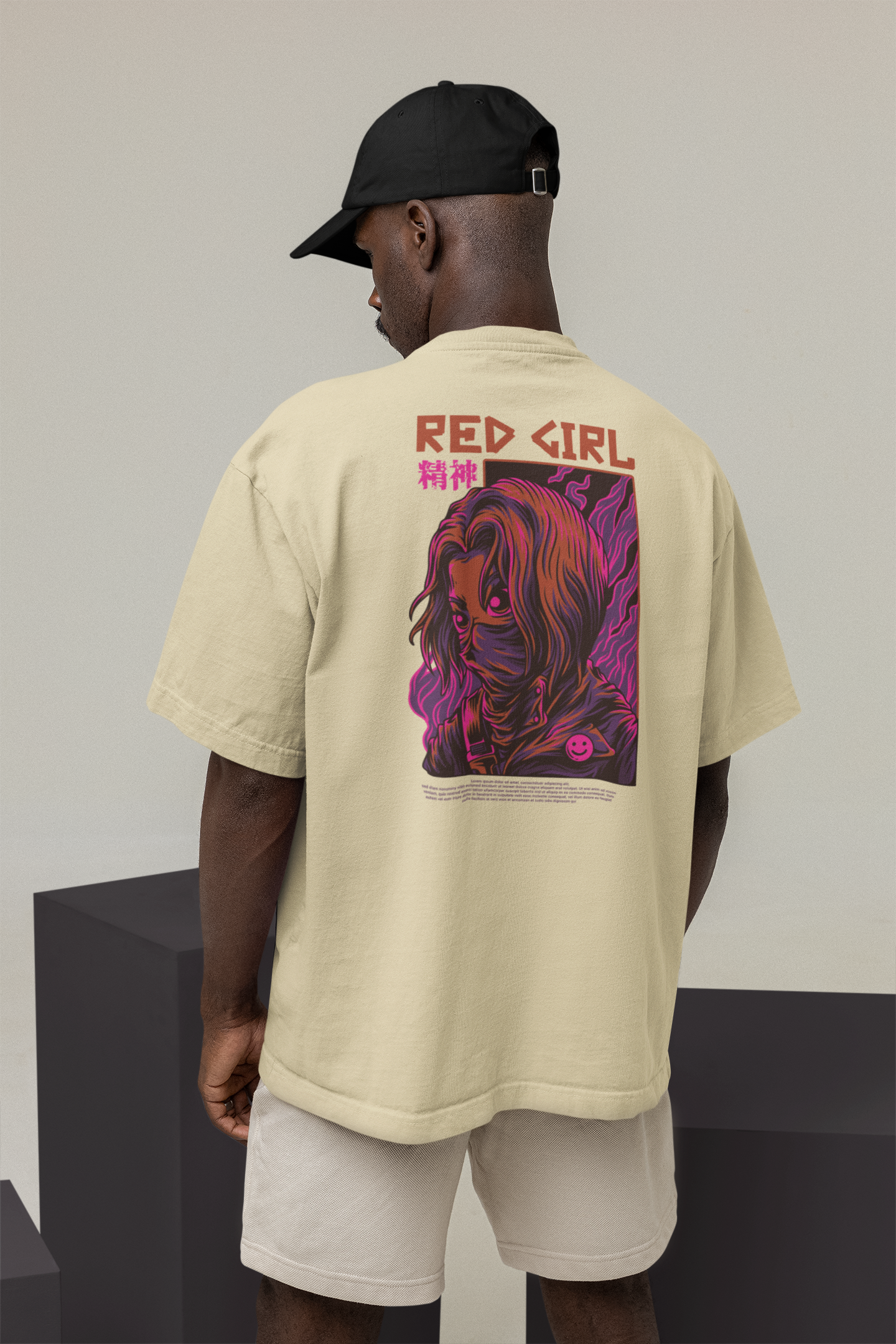 RED GIRL Warrior Streetwear Backprint - Freestyler Bio Oversized Unisex T-Shirt Erwachsenen SH