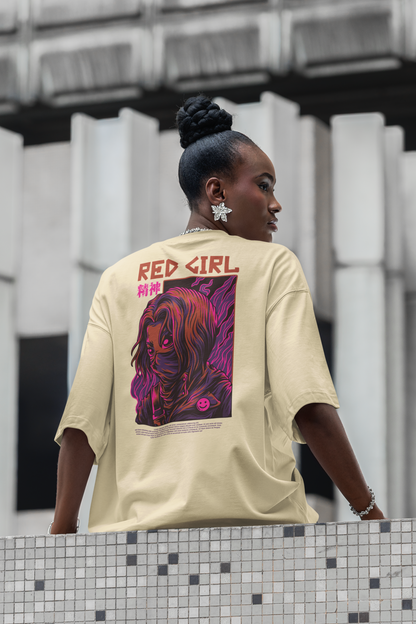 RED GIRL Warrior Streetwear Backprint - Freestyler Bio Oversized Unisex T-Shirt Erwachsenen SH