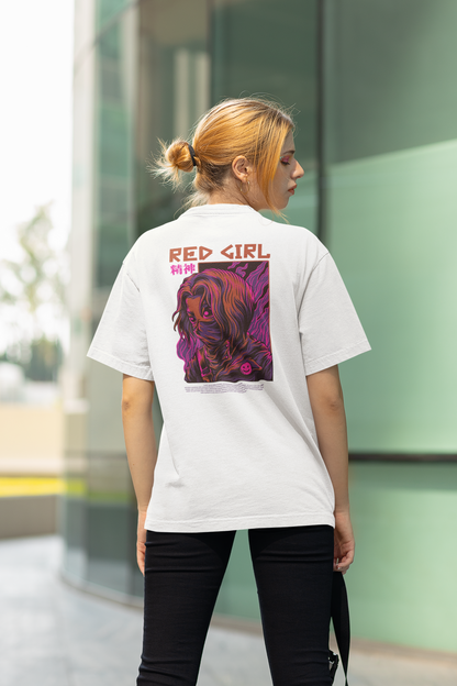 RED GIRL Warrior Streetwear Backprint - Freestyler Bio Oversized Unisex T-Shirt Erwachsenen SH