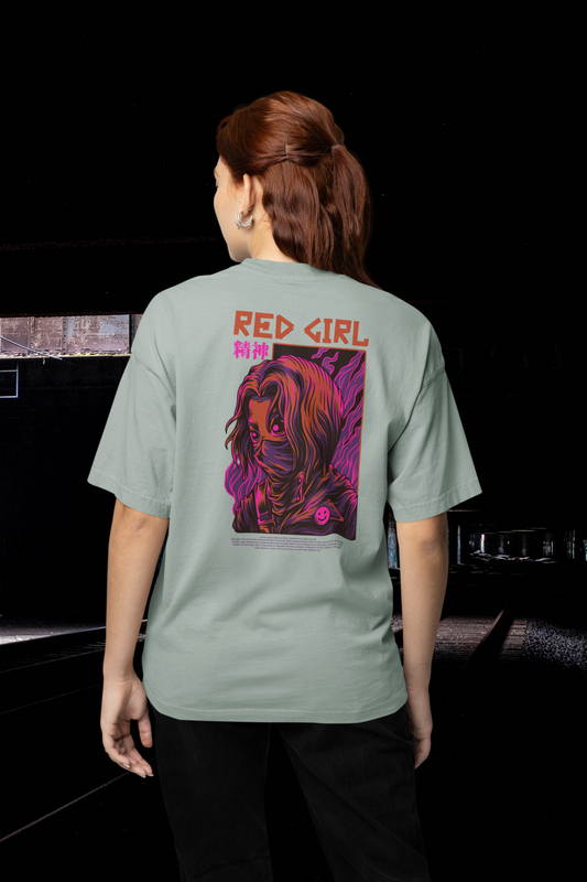 RED GIRL Warrior Streetwear Backprint - Freestyler Bio Oversized Unisex T-Shirt Erwachsenen SH