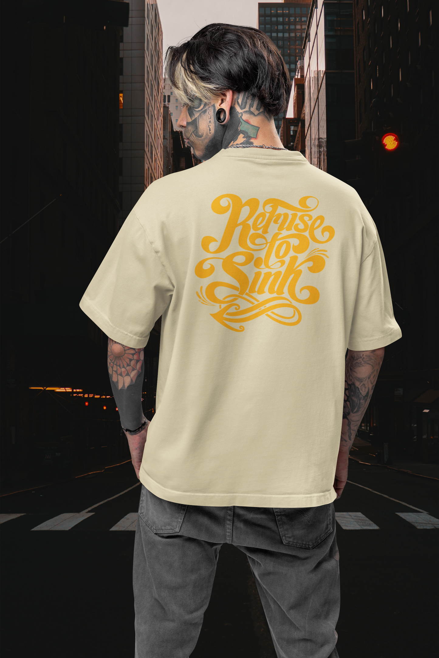 REFUSE TO SINK Streetwear Backprint - Freestyler Bio Oversized Unisex T-Shirt Erwachsene SH