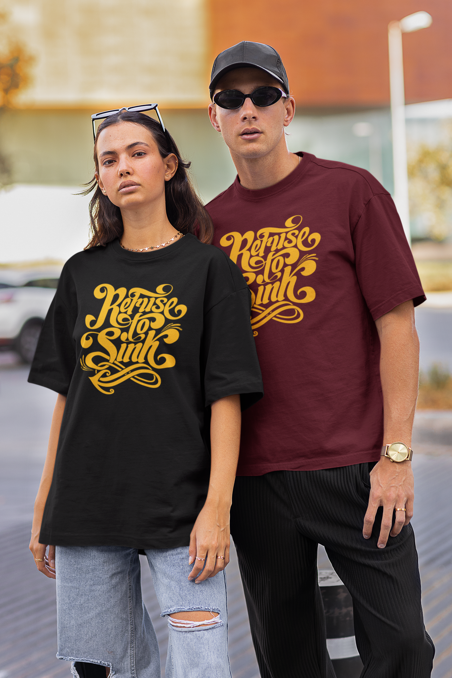 REFUSE TO SINK Streetwear Frontprint - Freestyler Bio Oversized Unisex T-Shirt Erwachsene SH