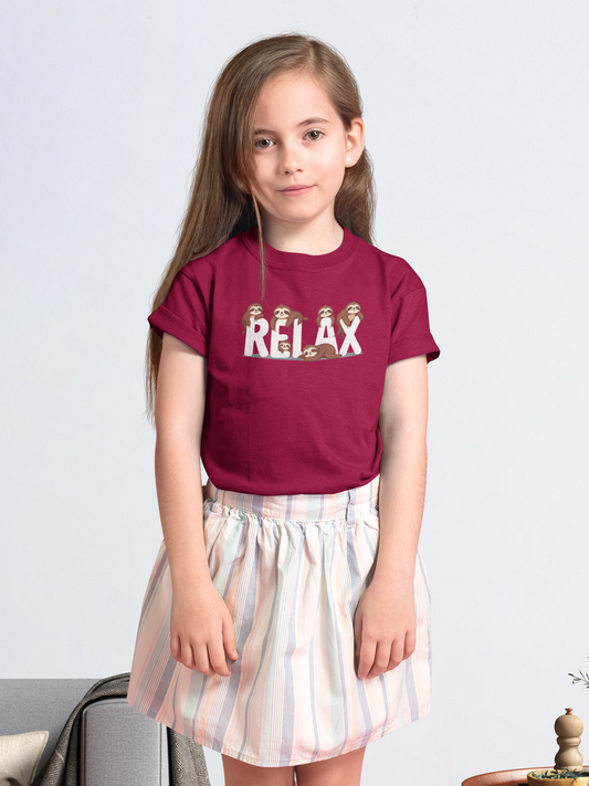 RELAX Faultiere Front - Unisex Kinder T-Shirt Kurzarm-Shirt Bio Baumwolle Hochwertig Langlebig T-Shirt Kids BC SH