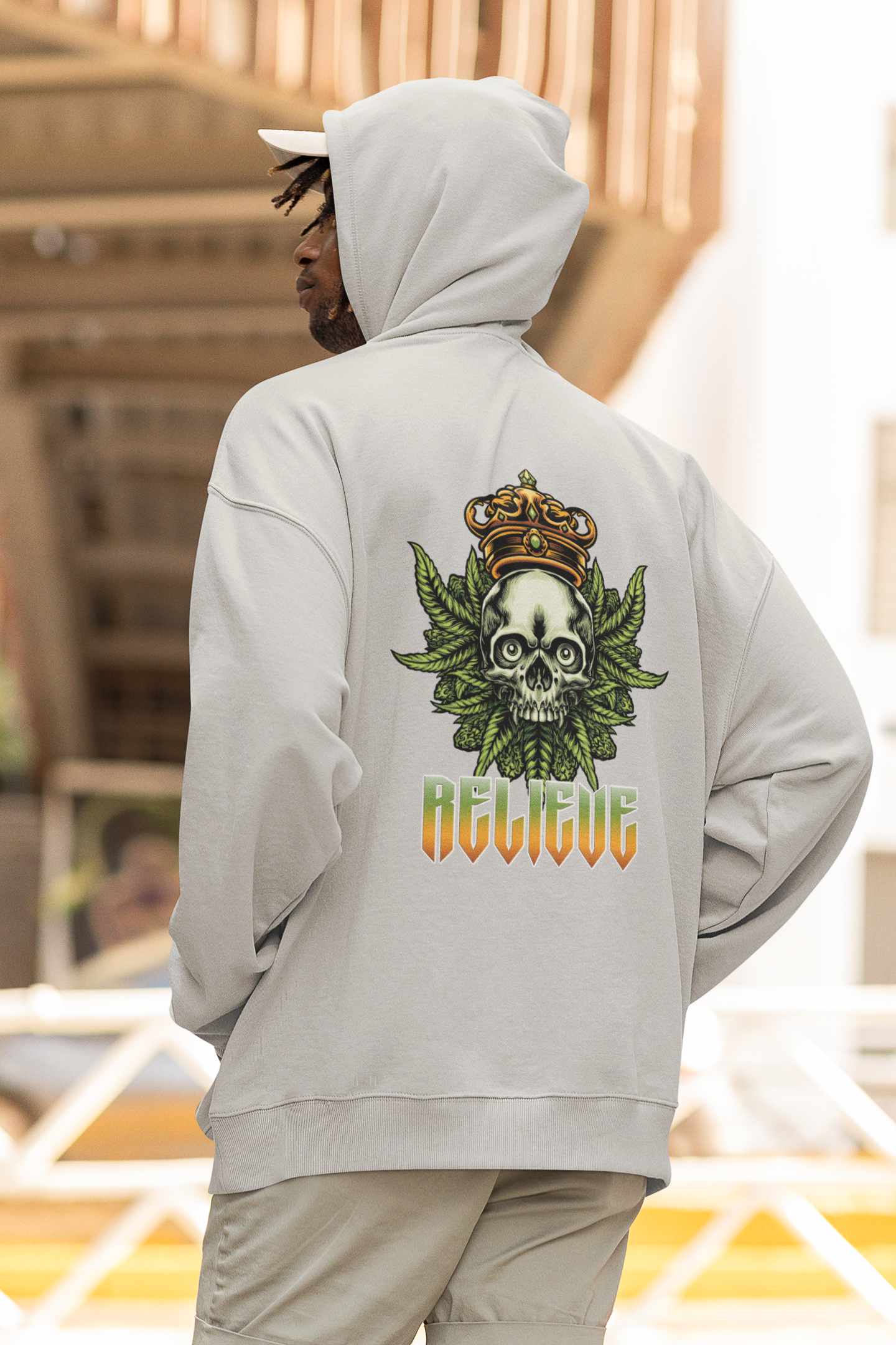 RELIEVE Streetwear Backprint - Sudadera unisex extragrande orgánica Slammer para adultos SH - Sudadera unisex extragrande orgánica 2.0