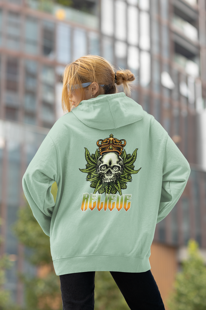 RELIEVE Streetwear Backprint - Sudadera unisex extragrande orgánica Slammer para adultos SH - Sudadera unisex extragrande orgánica 2.0